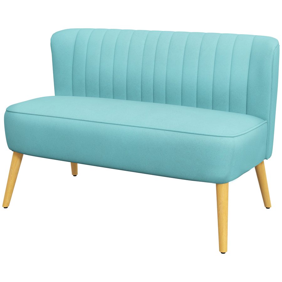 HOMCOM Sofa 2 Sitzer Couch, Kleine Loveseat mit Samt-Optik Modern Polstersofa für Wohnzimmer, Schlafzimmer, kleinen Raum, Grün 117 x 56,5 x 77 cm   Aosom von HOMCOM