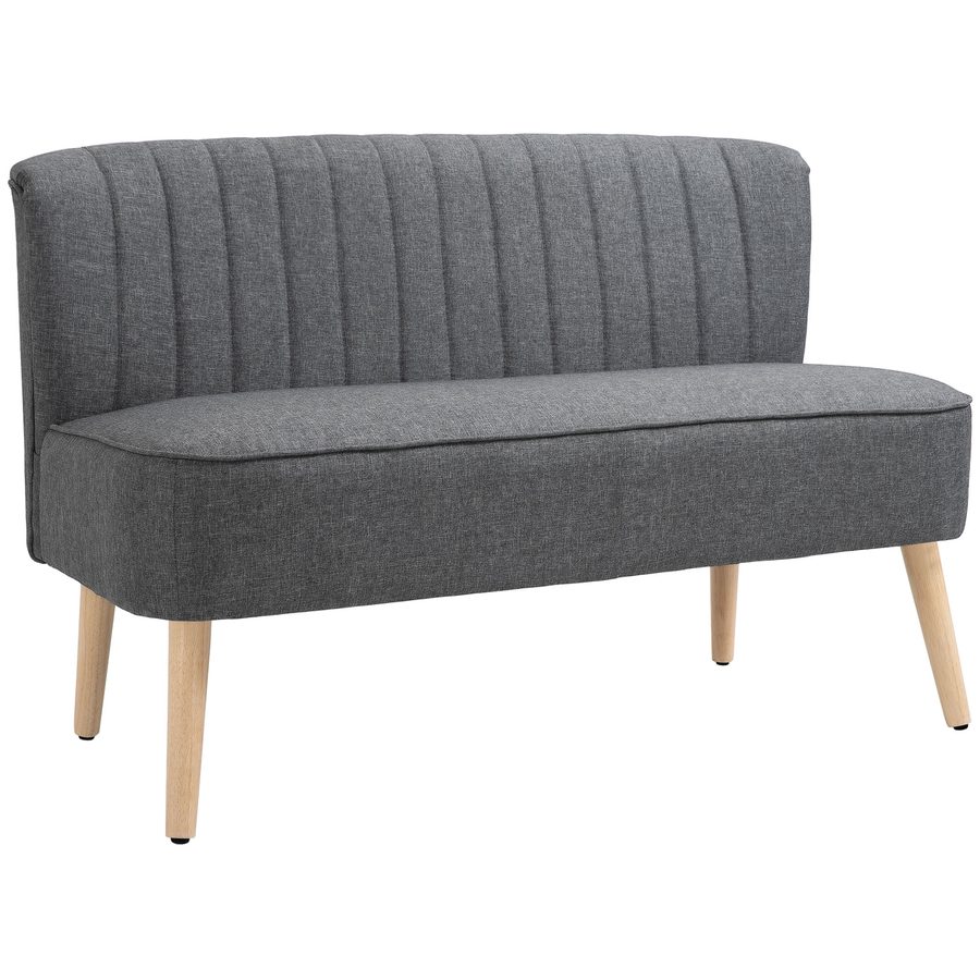 HOMCOM Sofa 2 Sitzer Couch, Kleine Loveseat mit Leinen-Optik Modern Polstersofa für Wohnzimmer, Schlafzimmer, kleinen Raum, Grau 117 x 56,5 x 77 cm   Aosom von HOMCOM