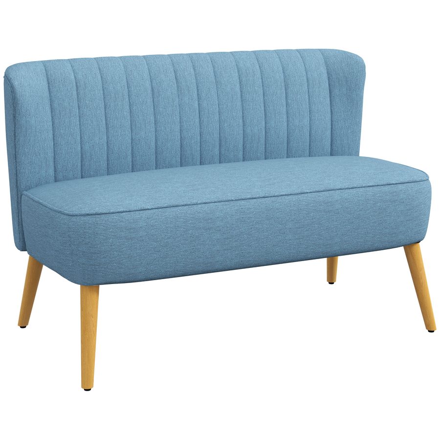 HOMCOM Sofa 2 Sitzer Couch, Kleine Loveseat mit Leinen-Optik Modern Polstersofa für Wohnzimmer, Schlafzimmer, kleinen Raum, Blau 117 x 56,5 x 77 cm   Aosom von HOMCOM