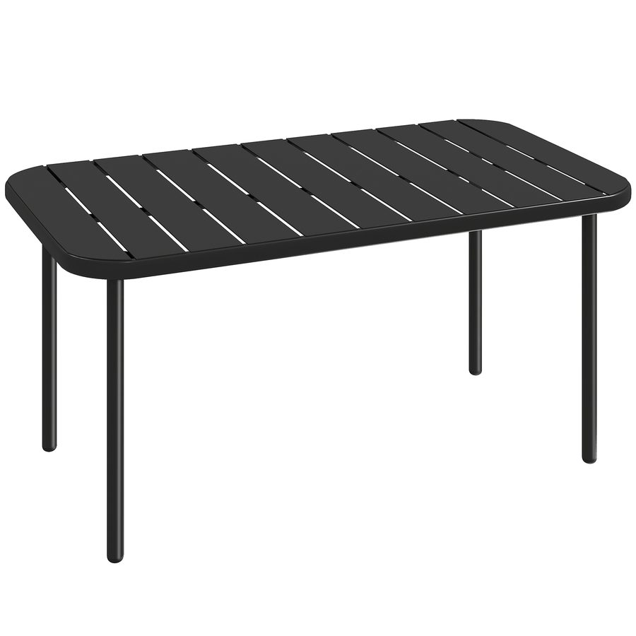 Outsunny Beistelltisch Balkontisch aus Stahl Rechteckig Kaffeetisch wetterfest Gartentisch Couchtisch pflegeleicht Outdoor Tisch für Balkon Garten Terrasse Veranda Wohnzimmer, 90x50x43 cm Schwarz   Aosom von Outsunny