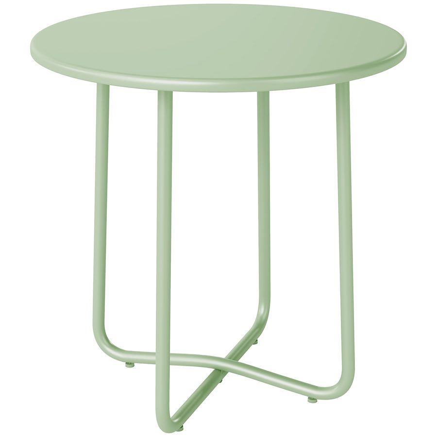 Outsunny Außen-Couchtisch mit umgerolltem Rand, runder Gartentisch mit X-förmiger Basis und höhenverstellbaren Füßen, für Innen Wohnzimmer Terrasse Balkon, Metall, Ø 48 x 51 cm, Vert   Aosom von Outsunny