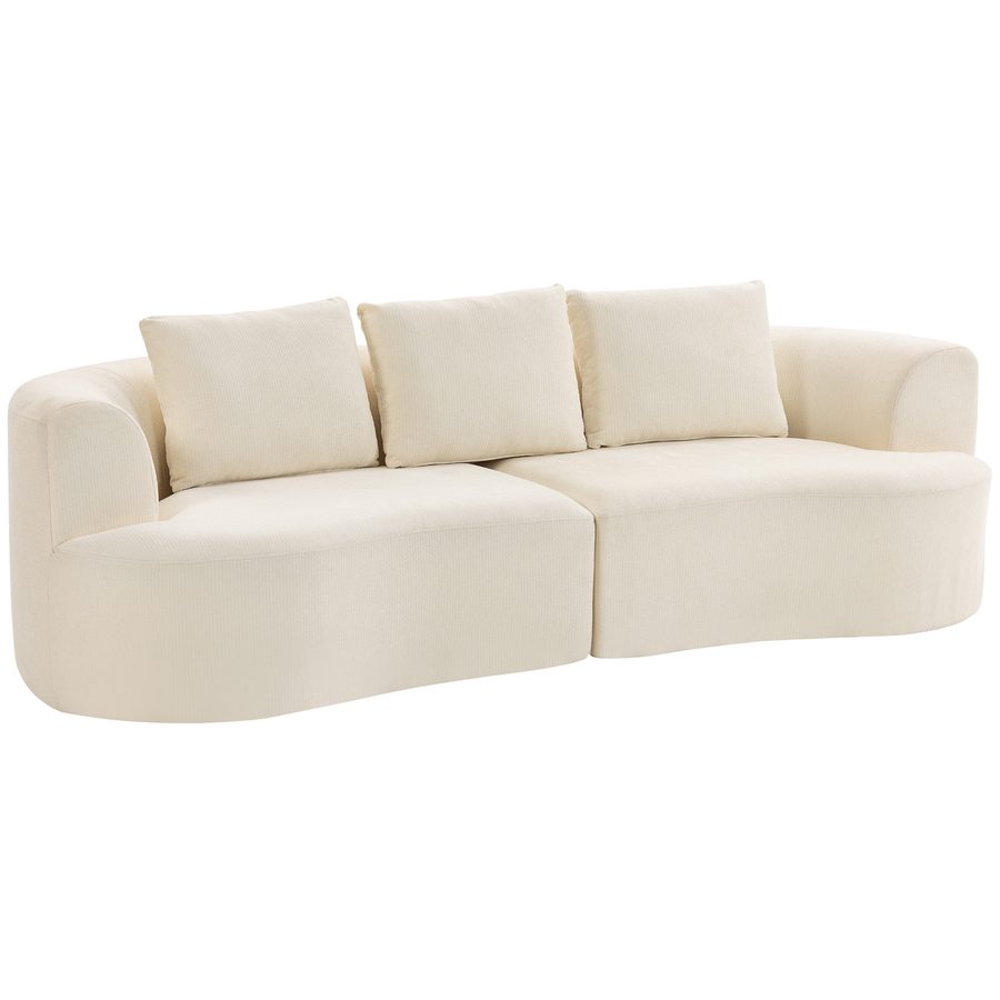 HOMCOM 3-Sitzer Sofa, 260cm Cloud-Couch ohne Gestell Loungesofa mit 3 Lendenkissen, Breite Armlehnen und Sitzfläche, Gepolstert Polstersofa mit Chenilleoptik für Wohnzimmer, Schlafzimmer, Cremeweiß   Aosom von HOMCOM