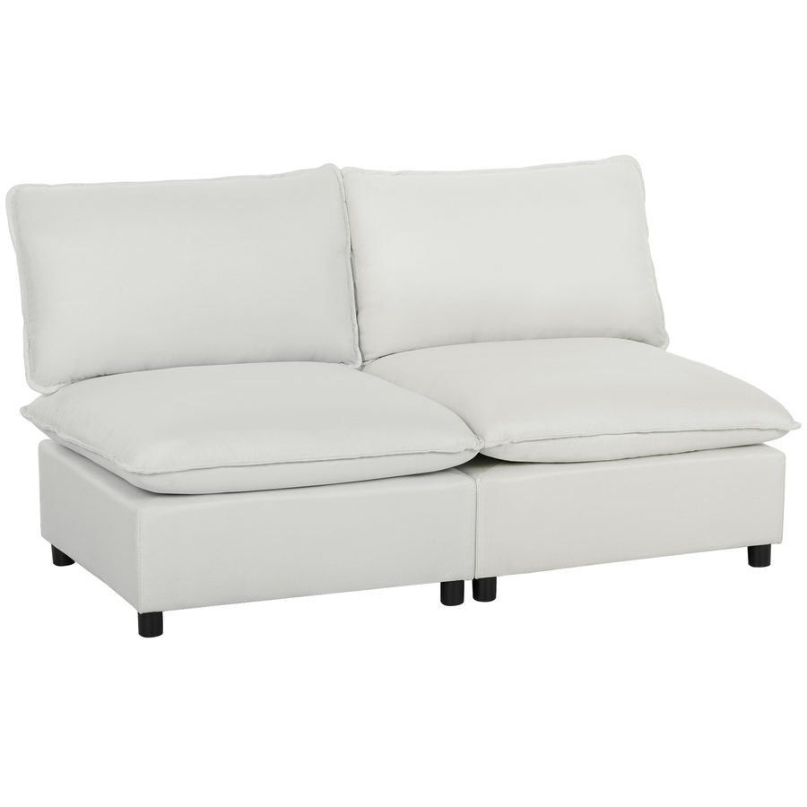 HOMCOM Sofa 2 Sitzer aus Kunstleder 146 cm Modulare Couch mit breiter und tiefer Sitzfläche Gepolstertes Modernes Polstersofa für kleine Räume, Wohnzimmer, Schlafzimmer, einfache Montage, Grau   Aosom von HOMCOM