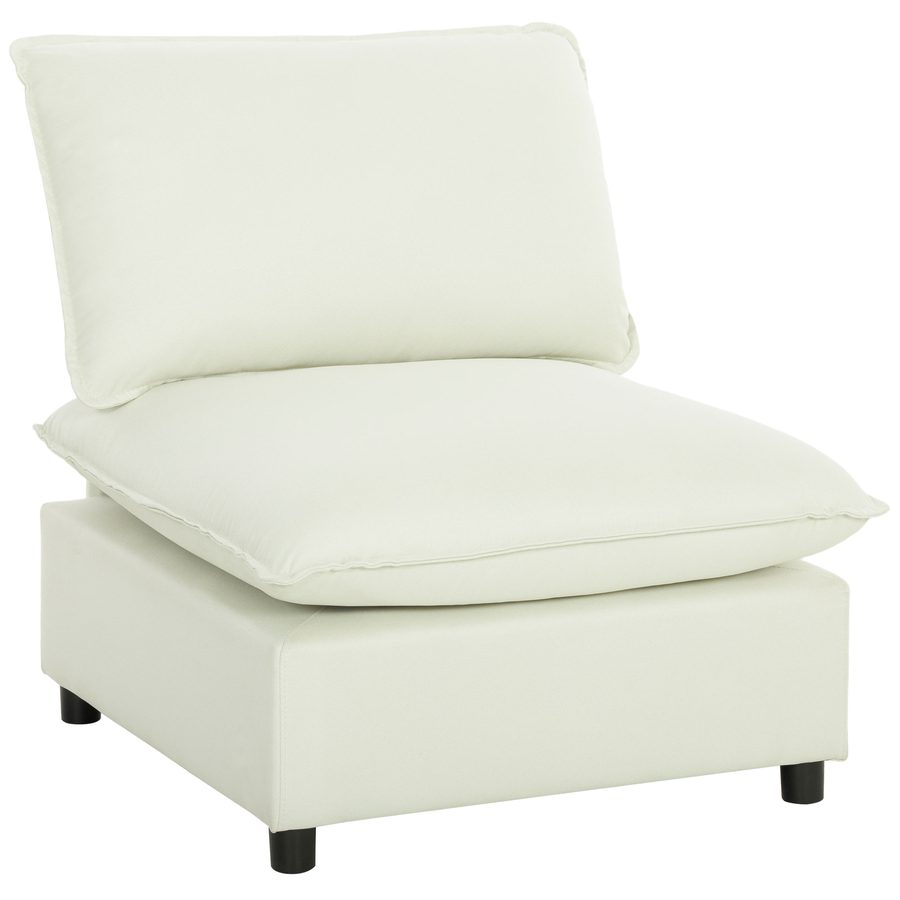 HOMCOM Wohnsessel, moderner 1‑Sitzer ohne Armlehnen mit breiter Sitzfläche, dicken Kissen, Leinenstoff, Lesesessel für Schlafzimmer, Wohnzimmer, kleine Räume, Creme   Aosom