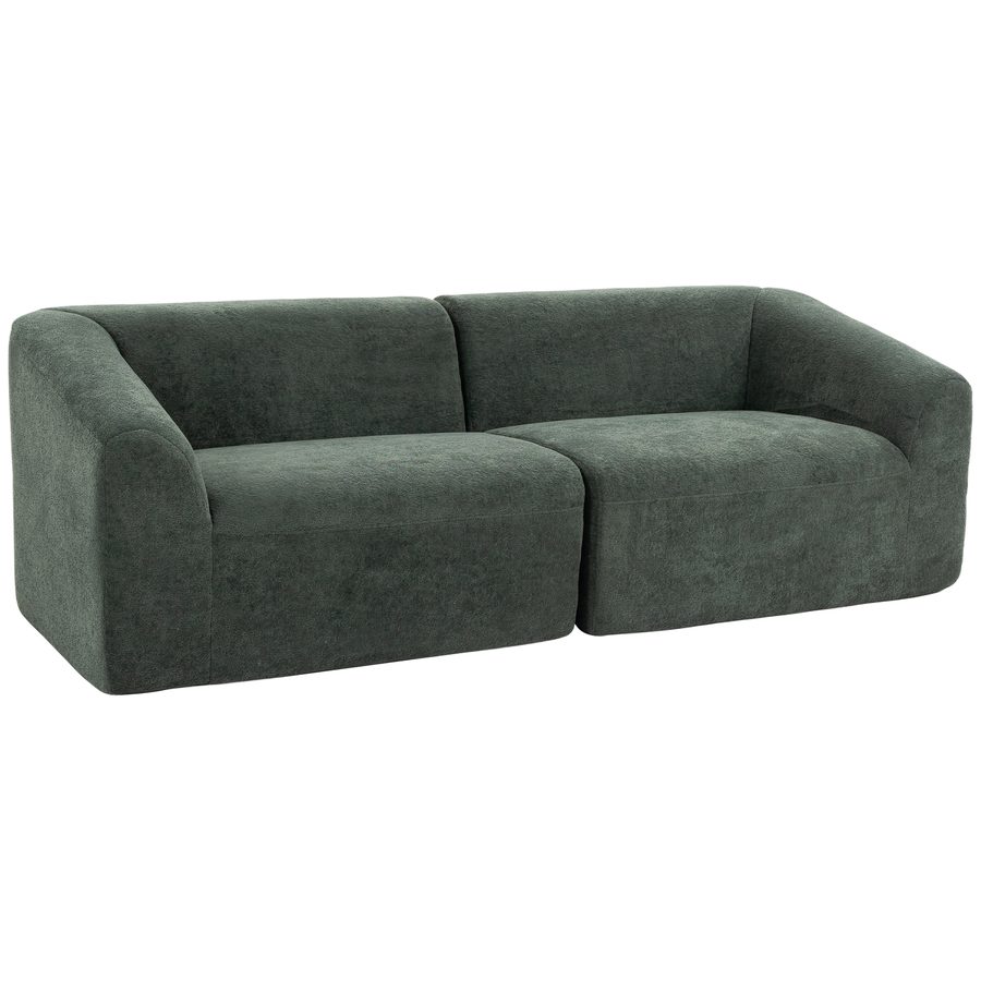 HOMCOM 3-Sitzer-Chenille-Sofa 225 cm, modernes gepolstertes Wohnzimmersofa mit breiter Sitzfläche, Federkernkissen, vollständig komprimiert, keine Montage erforderlich, dunkelgrün   Aosom von HOMCOM