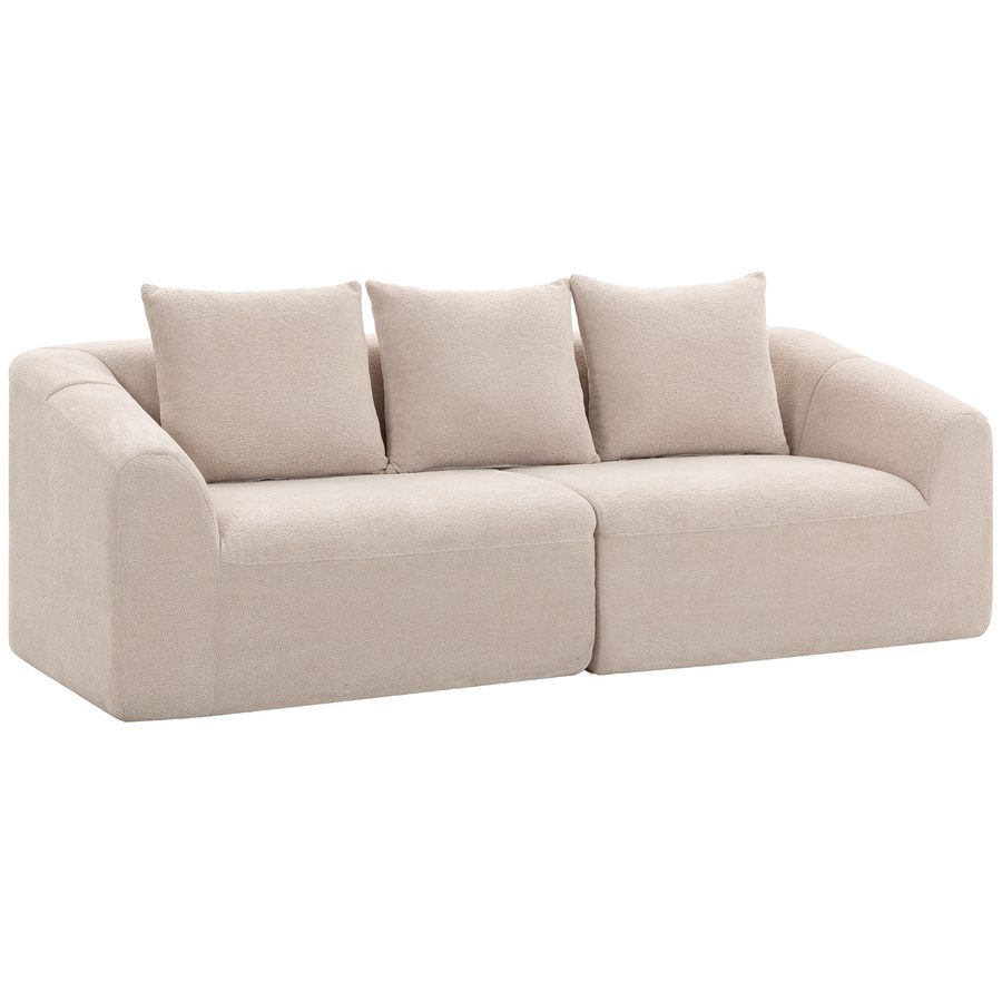HOMCOM 3 Sitzer Sofa 225 cm Bequeme Couch mit Chenille-Optik, Breiter Sitzfläche Boneless Couch mit 3 Kissen Werkzeugfreie Montage für Wohnzimmer Schlafzimmer Büro Beige   Aosom von HOMCOM
