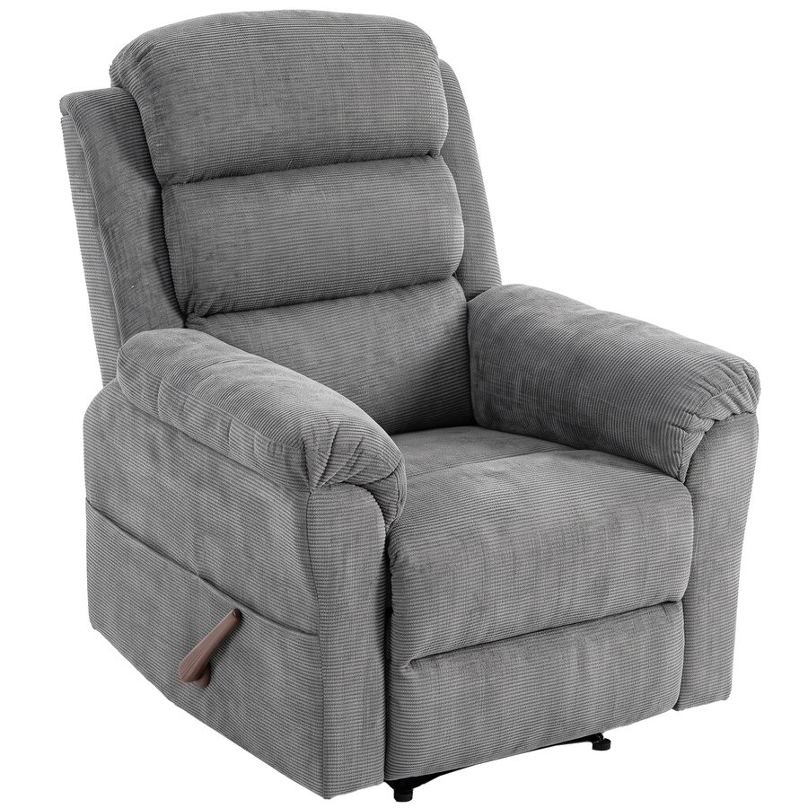 HOMCOM Relaxsessel Fernsehsessel mit Wärme und Vibrationsmassage Massagesessel mit Liegefunktion, Verstellbarer Kopfstütze, Seitentasche, Platzsparend TV-Sessel mit Chenille-Optik, Grau   Aosom von HOMCOM