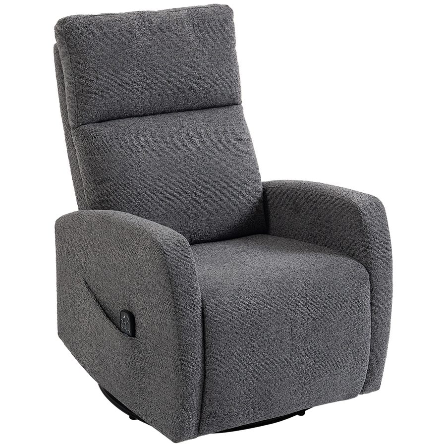 HOMCOM Relaxsessel Fernsehsessel mit Wärme und Vibrationsmassage Drehbarer Massagesessel mit Liegefunktion, Wippfunktion, Seitentasche, TV-Sessel mit Chenille-Optik für Wohnzimmer Dunkelgrau   Aosom von HOMCOM