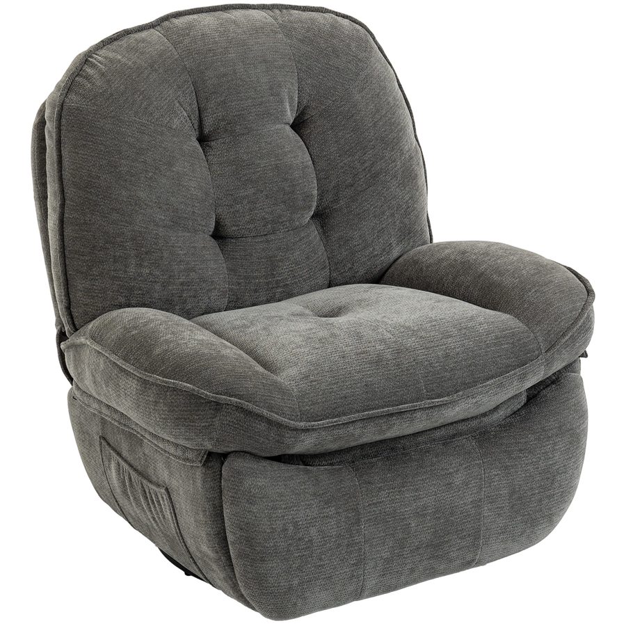 HOMCOM Relaxsessel, 360° Dreh- und Wippsessel, Manuell verstellbarer Chenille-Sessel mit breitem Sitz, hoher Rückenlehne, breiten Armlehnen, Fußstütze und Seitentaschen, Hellgrau   Aosom von HOMCOM