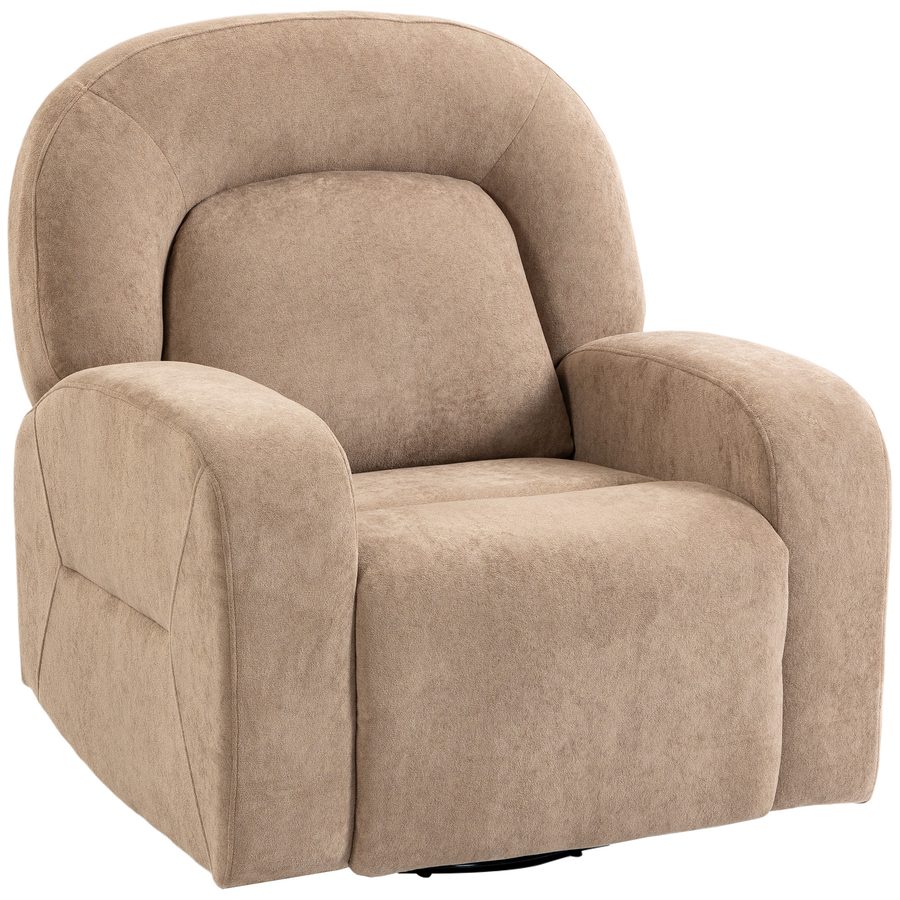 HOMCOM Relaxsessel, 360° Drehbarer Fernsessel mit Schaukel- und Liegefunktion, Wolken Plüsch Samt, Liegesessel mit Breitem Sitz, für Kleine Räume, Wohnzimmer, Schlafzimmer, Khaki   Aosom von HOMCOM