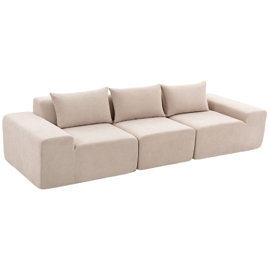 HOMCOM 3-Sitzer-Sofa in Chenille 320 cm, modulares Wohnzimmersofa, extra breite Sitzfläche und Armlehnen, 3 Kissen, dicke Polsterung, vollständig komprimiert, montagefrei, für Schlafzimmer, Büro, Beige   Aosom von HOMCOM