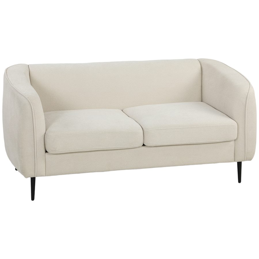 HOMCOM 2-Sitzer-Sofa aus Velours, modernes Wohnzimmersofa 160 cm, breite gepolsterte Sitzfläche, dickes Taschenfederkernkissen, Metallfüße, 300 kg Tragkraft, für Schlafzimmer, Wohnung, kleine Räume, beige   Aosom von HOMCOM