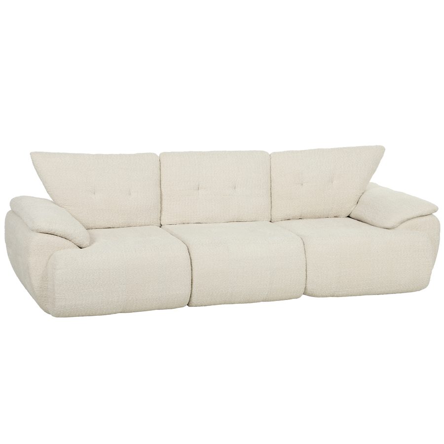 HOMCOM 3-Sitzer Sofa, 260 cm Couch mit Breiten Armlehnen, Bequemes Loungesofa mit Chenille-Optik, Gepolstertes Polstersofa für Wohnzimmer, Schlafzimmer, Cremeweiß   Aosom von HOMCOM