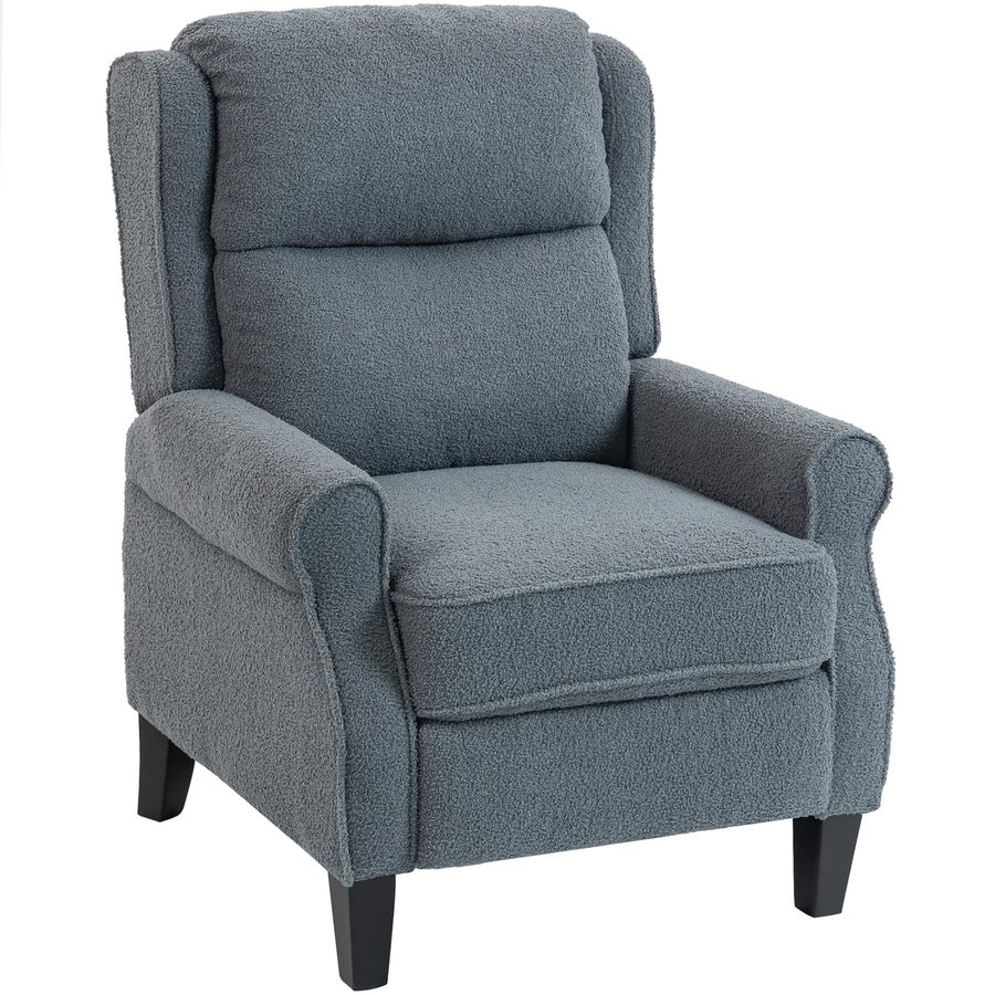 HOMCOM verstellbarer Sessel aus Teddy-Fleece, Relaxsessel mit ausziehbarer Fußstütze, gepolsterter Sitz, Taschenfederkern, für Wohnzimmer, Büro, Heimkino, grau   Aosom von HOMCOM