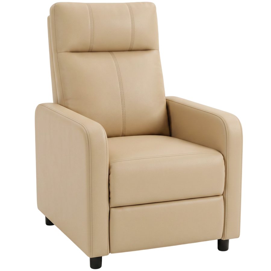 HOMCOM Relaxsessel kippbar, PU-Relaxsessel mit Fußstütze, Push-Back Rückenlehne, gepolsterter Sitz, für Wohnzimmer, Büro, Heimkino, Beige   Aosom von HOMCOM