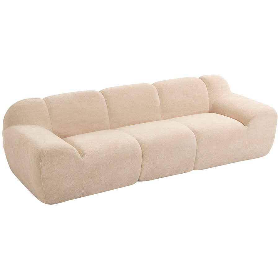 HOMCOM 3-Sitzer-Sofa 233 cm, modernes Chenille-Wohnzimmersofa, tiefe Sitzfläche, breite Armlehnen, dicke Polsterung mit Taschenfedern, vollständig komprimiert, ohne Montage, für Schlafzimmer/Büro, Beige   Aosom von HOMCOM