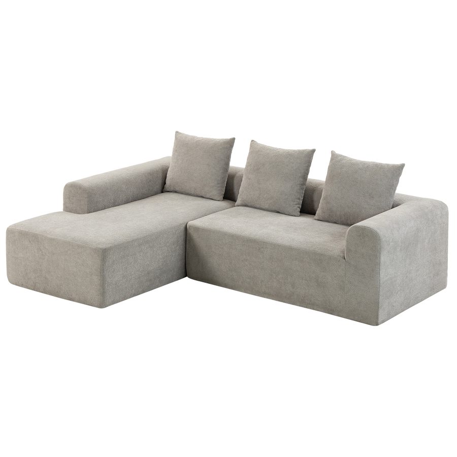 HOMCOM Ecksofa aus Chenille, 3‑Sitzer L‑Form 242 cm, Ottomane, tiefe Sitzfläche, breite Armlehnen, 3 Kissen, Taschenfedern, komprimiert, ohne Montage, für Wohnzimmer, Büro, Hellgrau   Aosom von HOMCOM