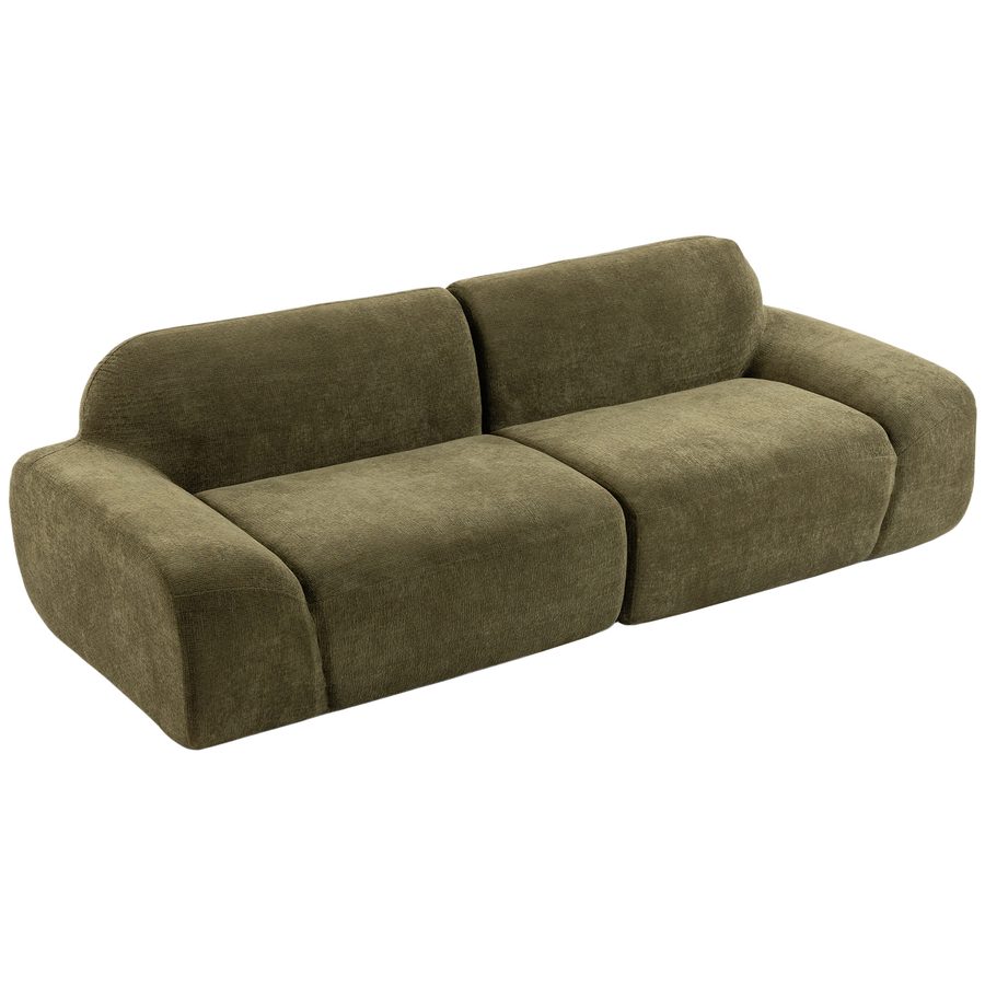 HOMCOM 3-Sitzer-Sofa, 244 cm Cloud-Sofa mit Chenille-Optik, Boneless Couch mit Breiter und Tiefer Sitzfläche, Breiten Armlehnen, 2 Kissen, für Wohnzimmer, Dunkelgrün   Aosom von HOMCOM