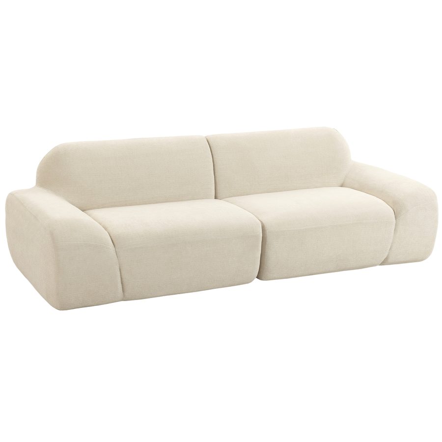 HOMCOM 3-Sitzer-Sofa, 244 cm Cloud-Sofa mit Chenille-Optik, Boneless Couch mit Breiter und Tiefer Sitzfläche, Breiten Armlehnen, 2 Kissen, für Wohnzimmer, Cremeweiß   Aosom von HOMCOM