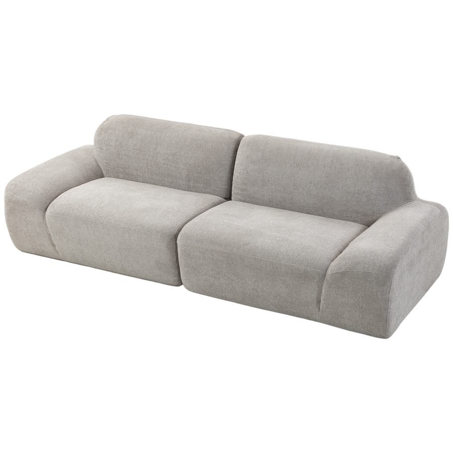 HOMCOM 3-Sitzer-Sofa, 244 cm rahmenloses modulares Sofa mit breiter Sitzfläche, dicker Polsterung, modernes kompaktes Chenille-Sofa für Wohnzimmer, Hellgrau   Aosom von HOMCOM