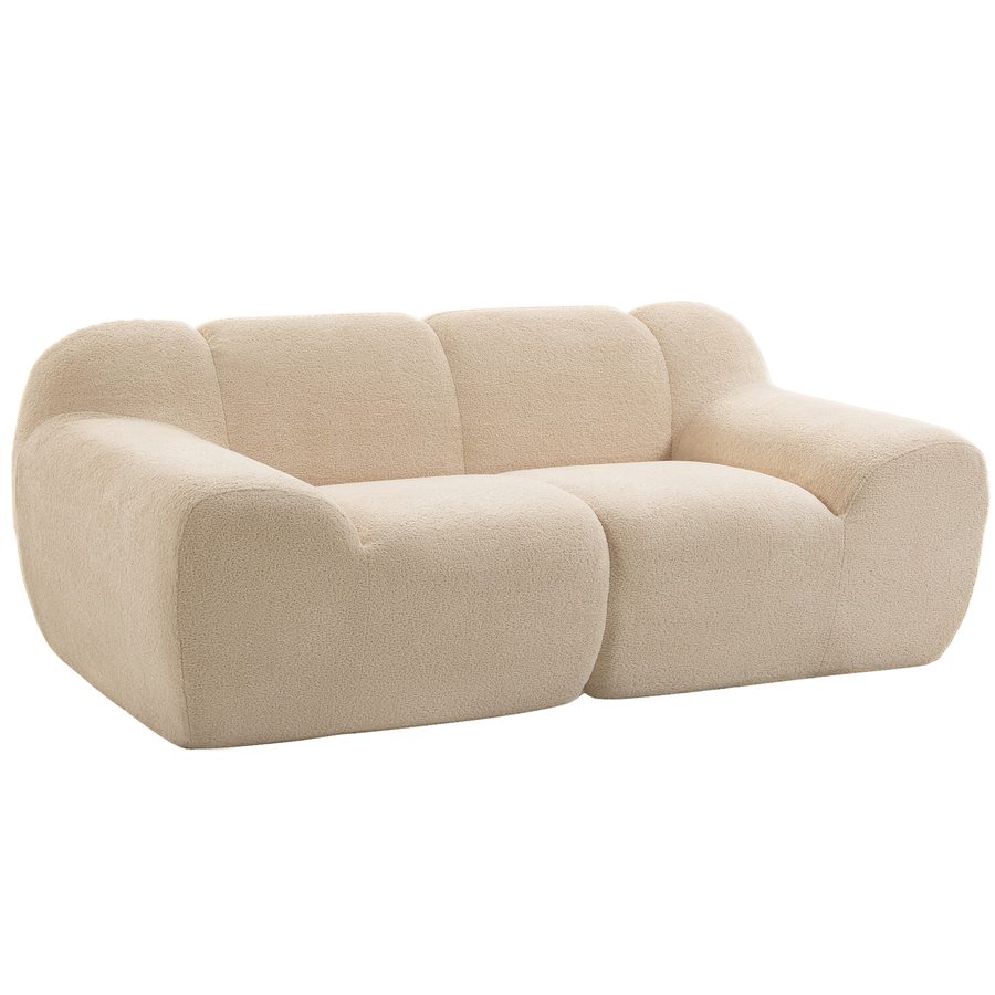HOMCOM 2-Sitzer-Sofa aus Chenille, Wohnzimmersofa 174 cm, breite gepolsterte Sitzfläche und Armlehnen, Taschenfederkern-Kissen, modernes Design, vollständig komprimiert, ohne Montage, für Wohnzimmer, Schlafzimmer, Beige   Aosom von HOMCOM