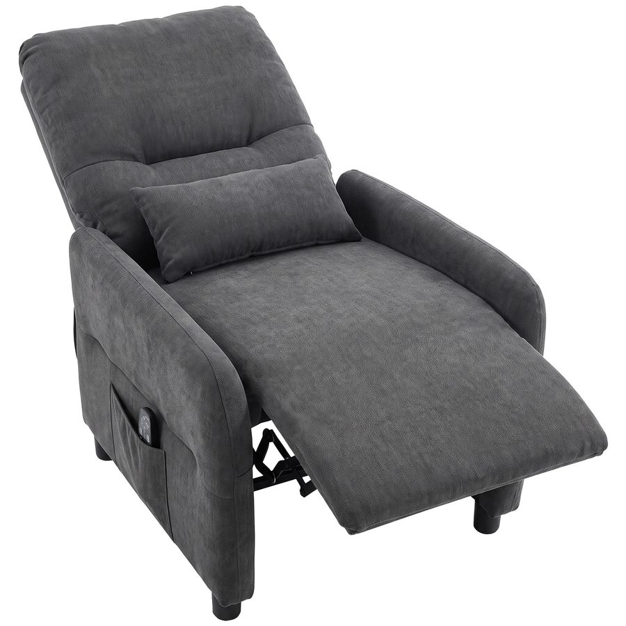HOMCOM Massagesessel mit Wärmefunktion, Relaxsessel Fernsehsessel mit Liegefunktion, 8-Punkt-Vibration, TV Sessel mit Frottee-Bezug, Lendenkissen, Seitentaschen, Dunkelgrau   Aosom von HOMCOM