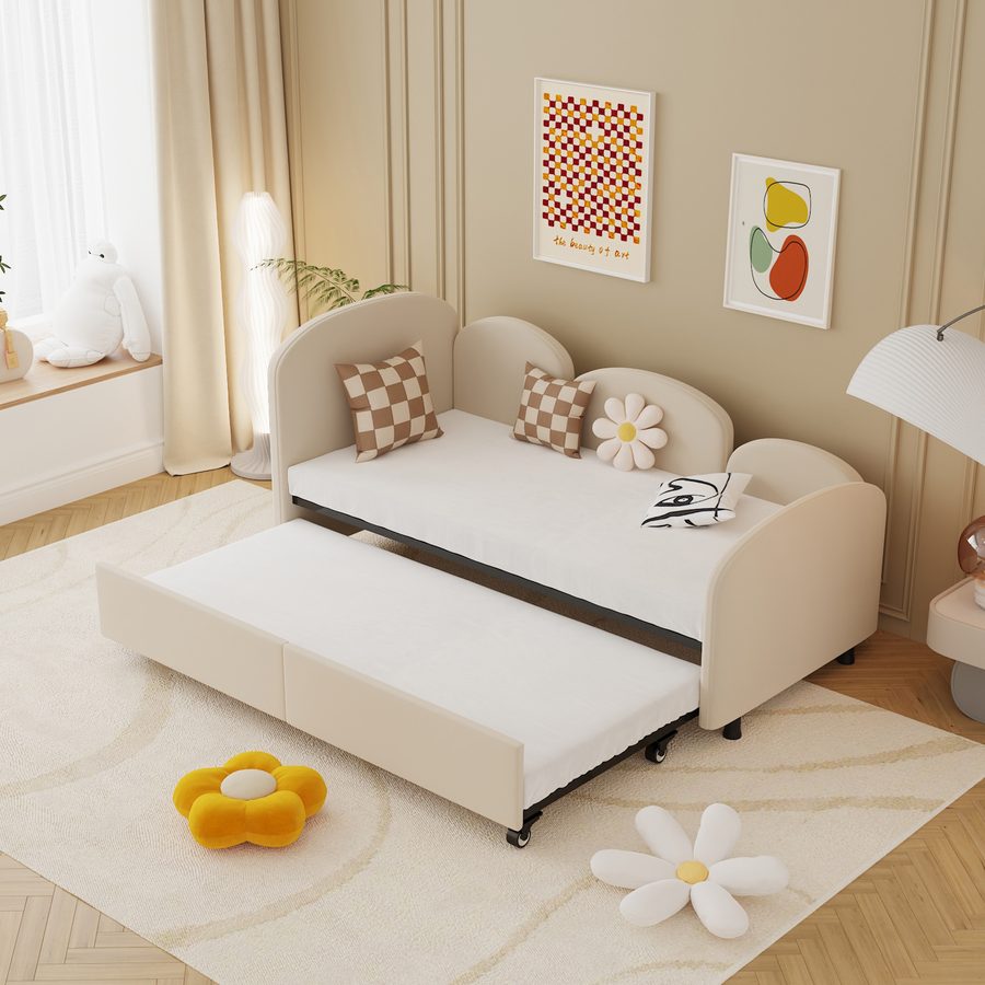 Sofa-Bett Kinderzimmer Wohnzimmer Beige 90x200 cm Blumenform   Aosom.de von Gomyway