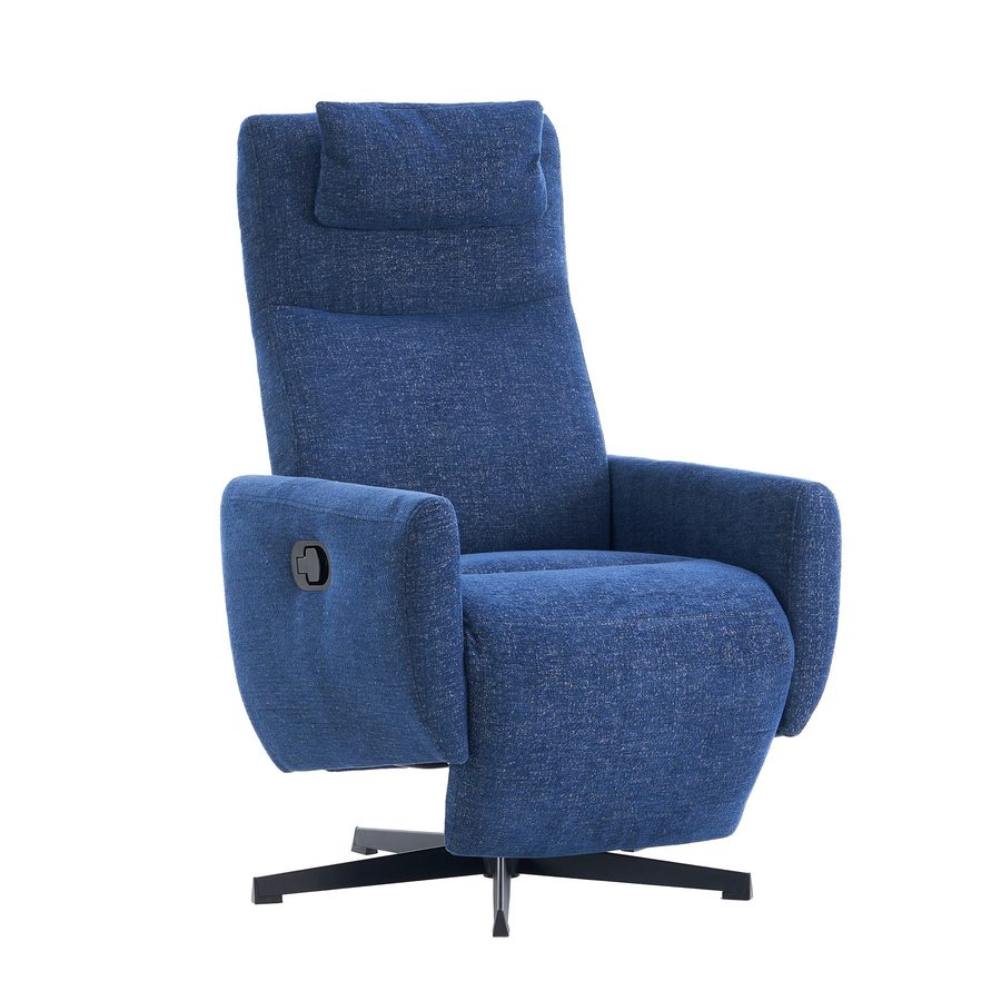Relaxsessel Wohnzimmer Drehbarer Ergonomischer Bequemer mit Liegefunktion verstellbarer Rückenlehne drehbarem Sockel Blau 67x80.5x110 cm   Aosom.de