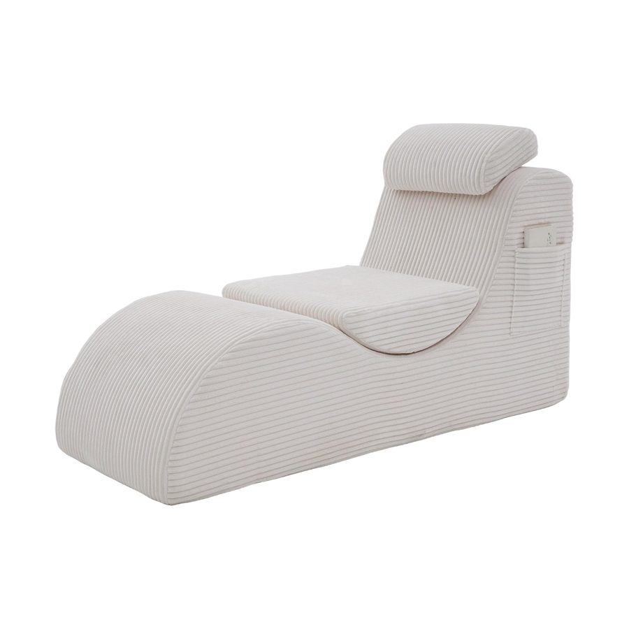 Moderner Freizeit-Sessel mit ergonomischer Rückenlehne, abnehmbarem Sitzkissen und Seitentasche, 160x66x90 cm, Beige von Gomyway