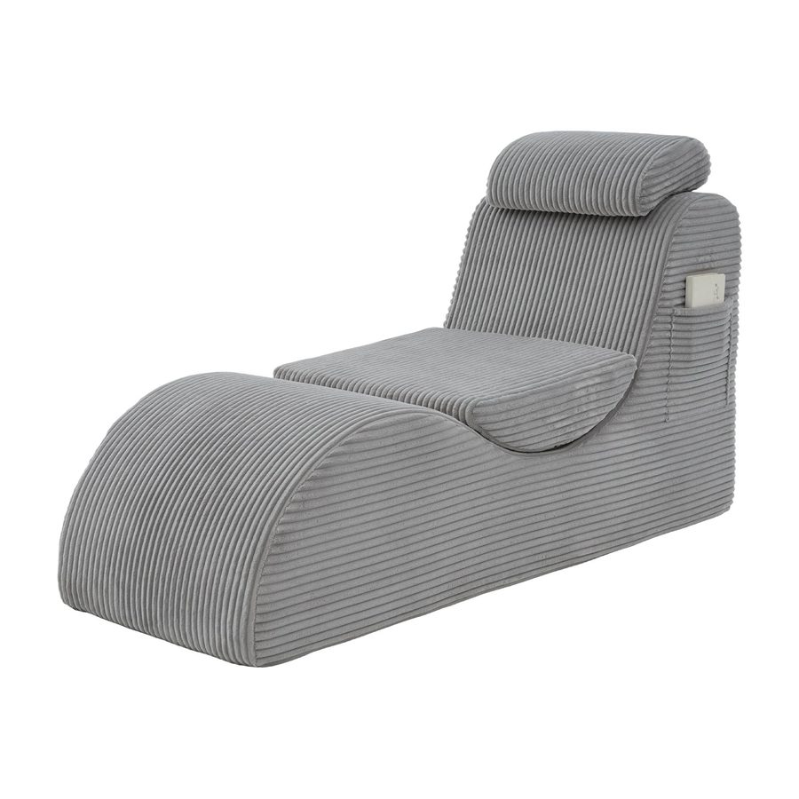 Moderner Freizeit-Sessel mit ergonomischer Rückenlehne, abnehmbarem Sitzkissen und Seitentasche, 160x66x90 cm, Hellgrau von Gomyway