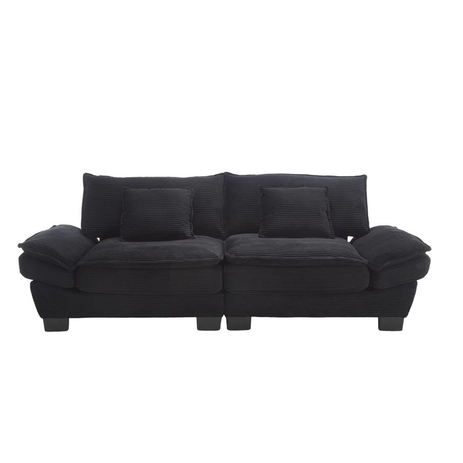 Modernes 2-Sitzer-Samtsofa, für wohnzimmer/schlafzimmer/büro, 224x81x81 cm, Schwarz von Gomyway