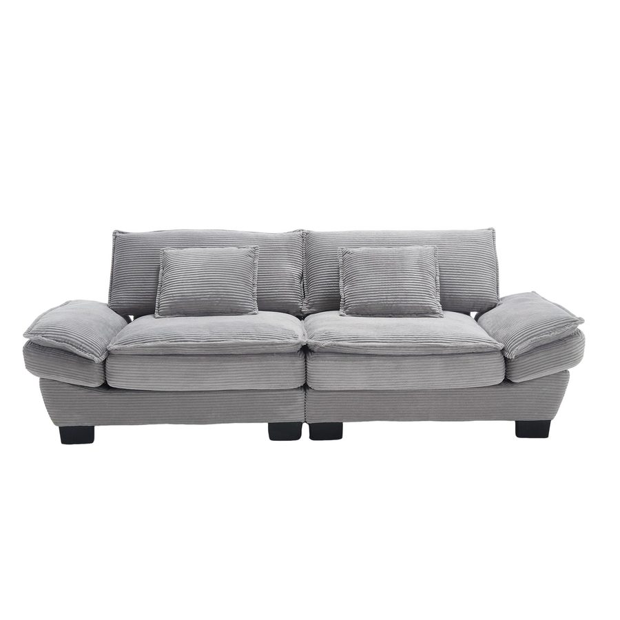Modernes 2-Sitzer-Samtsofa, für wohnzimmer/schlafzimmer/büro, 224x81x81 cm, Hellgrau von Gomyway