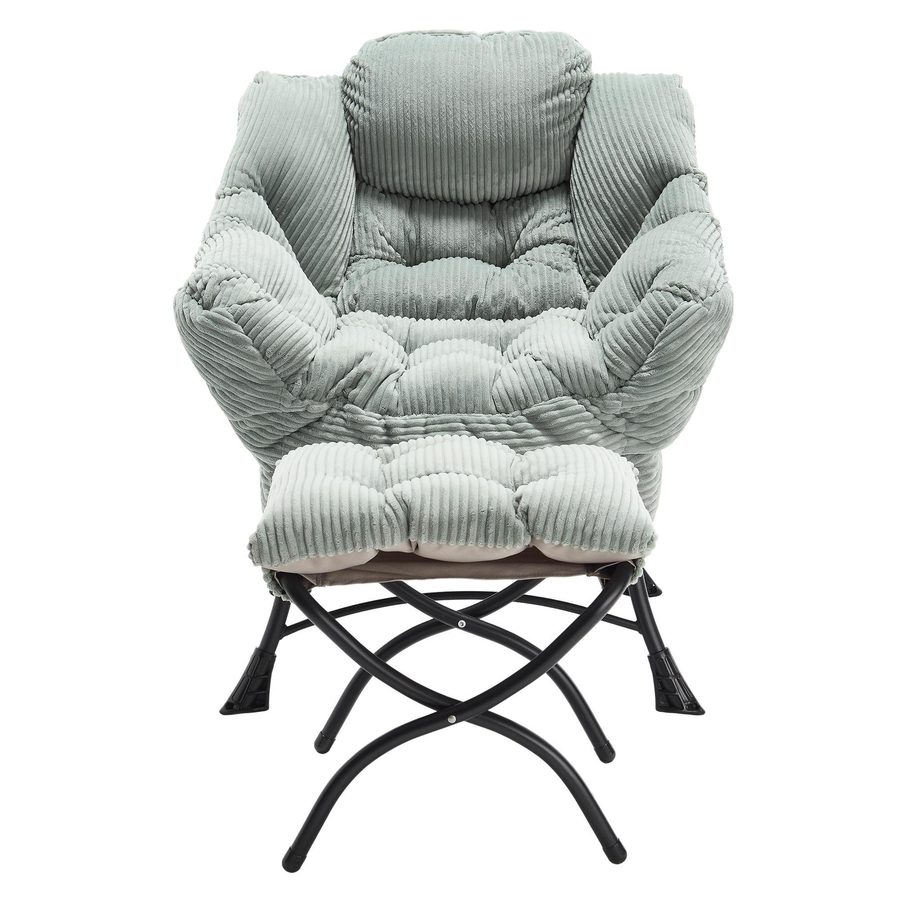Lounge-Sessel mit Hocker, Armlehnen und einer Seitentasche, Flanellbezug, 69.9x64.0x95.0 cm, Hellgrün von W2021