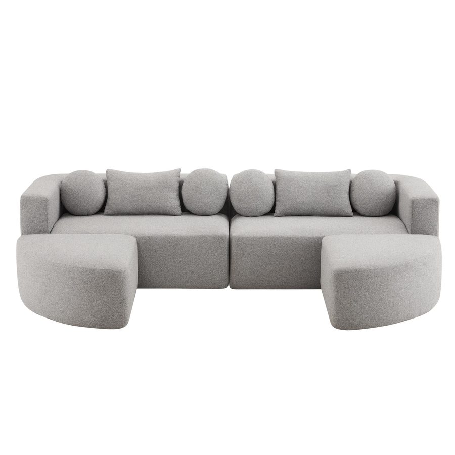 Modulare Schlafcouch mit Schlaffunktion, hochelastischer Schaumstoff und Taschenfederkern, 292x165x68 cm, Grau