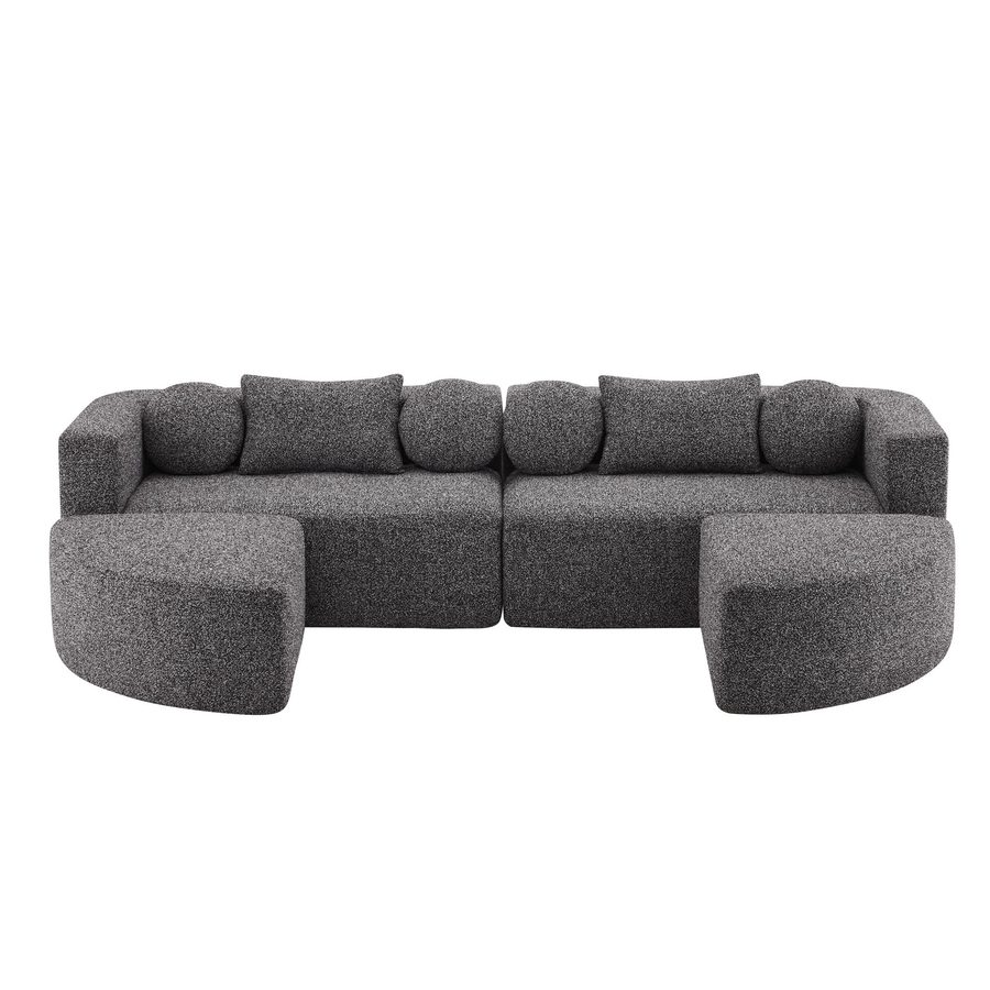 Modulare Schlafcouch mit Schlaffunktion, hochelastischer Schaumstoff und Taschenfederkern, 292x165x68 cm, Schwarz