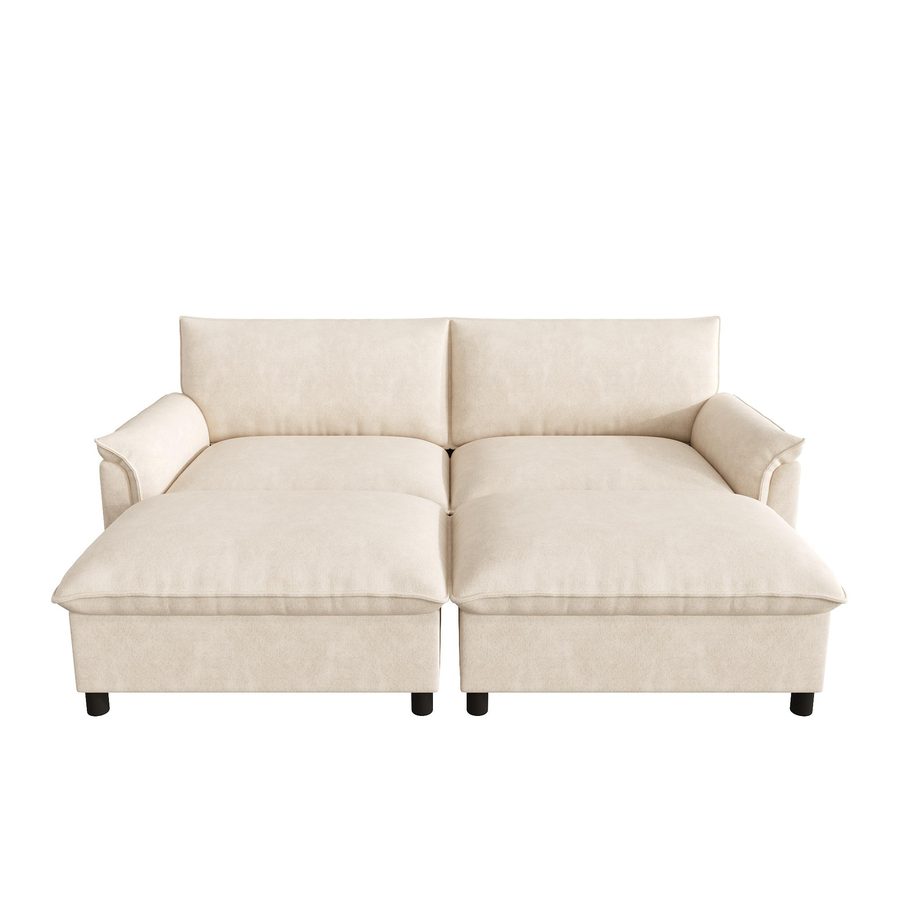 Modulares Cloud-Sectional-Sofa, übergroßes U-/Ecksofa, hochelastischer Schaumstoff, 216x77x82 cm, Beige