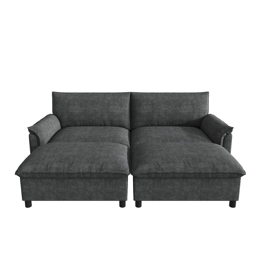 Modulares Cloud-Sectional-Sofa, übergroßes U-/Ecksofa, hochelastischer Schaumstoff, 216x77x82 cm, Schwarz