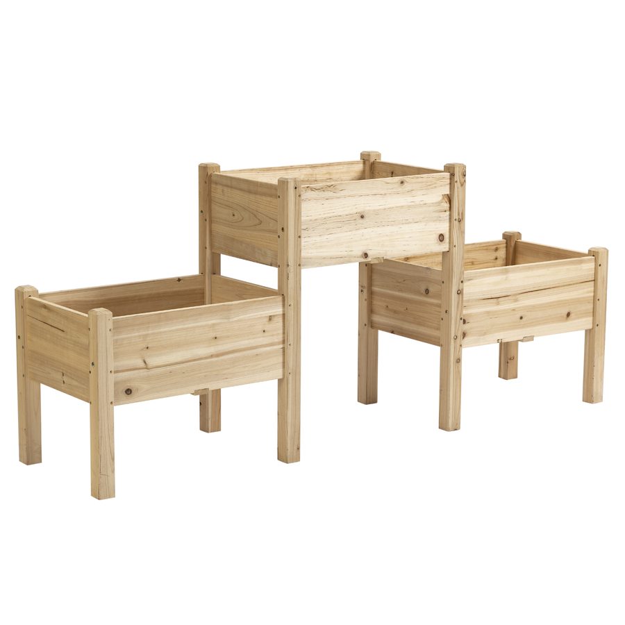 Outsunny Hochbeet auf Beinen, Blumenkasten-Tablett 2 Ebenen Maße 184L x 45B x 80H cm Inkl. Bewässerungseinsätze Vorgeöltes Fichtenholz   Aosom von Outsunny