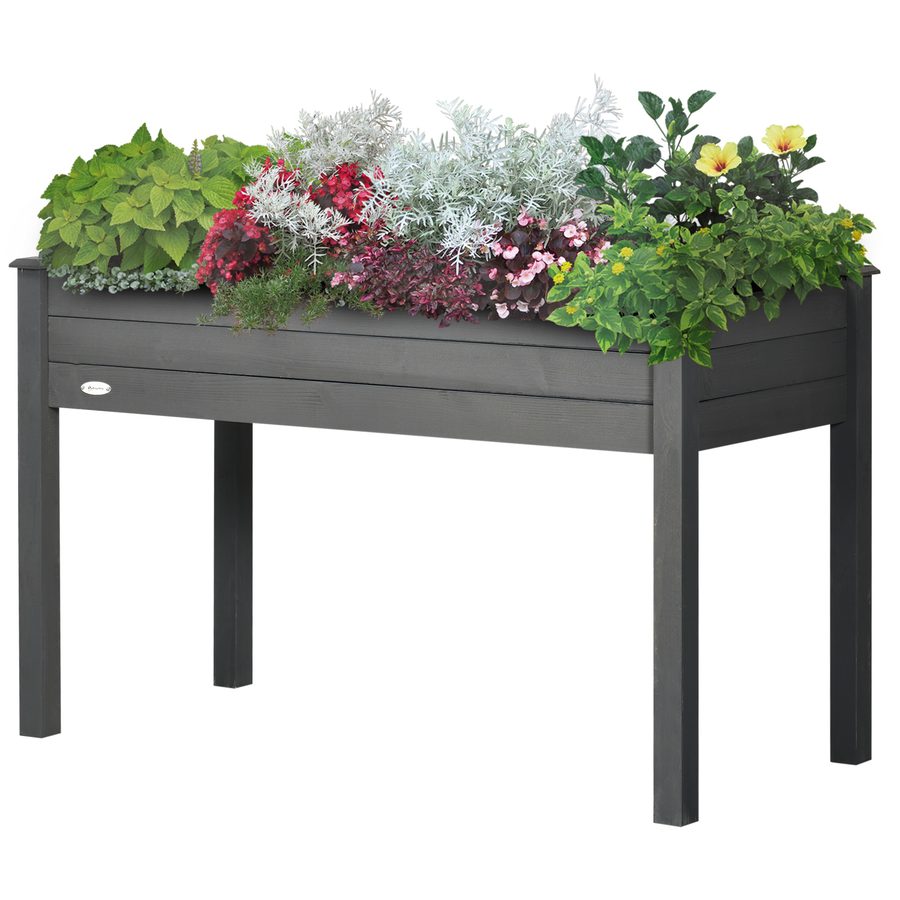 Outsunny Hochbeet-Pflanzkasten auf Beinen, Maße 123L x 57B x 76H cm, inklusive Bewässerungseinsätze + Drainagevlies, Massives Fichtenholz   Aosom von Outsunny