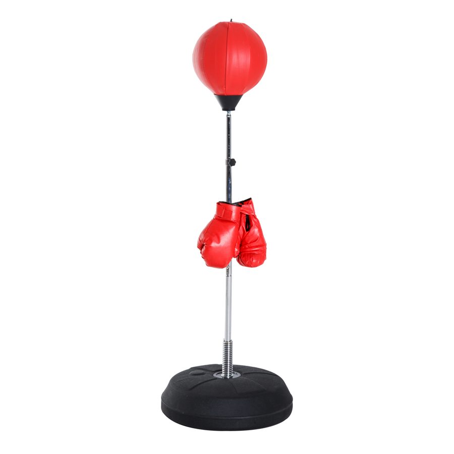 SPORTNOW Boxsack, 1,26-1,44 m Boxständer mit Handschuhe, Punchingball, höhenverstellbar Standboxball, Standboxtrainer für Boxing, Kunstleder  Aosom von HOMCOM