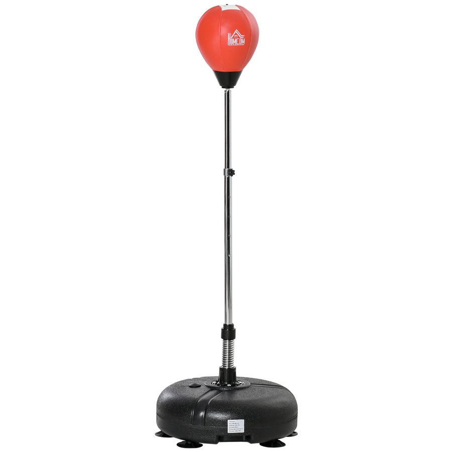 HOMCOM Boxsack höhenverstellbar mit Handschuhen, Punchingball für Erwachsene und Jugendliche, aus PE und Stahl, 45x45x133-151cm, Rot   Aosom von HOMCOM