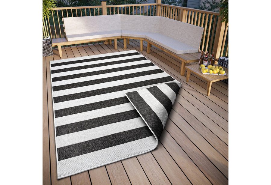OTTO home Teppich Alan Wendeteppich, rechteckig, Höhe: 5 mm, beidseitig nutzbar, Streifen, Scandi, wetterfest, für In- und Outdoor von OTTO home