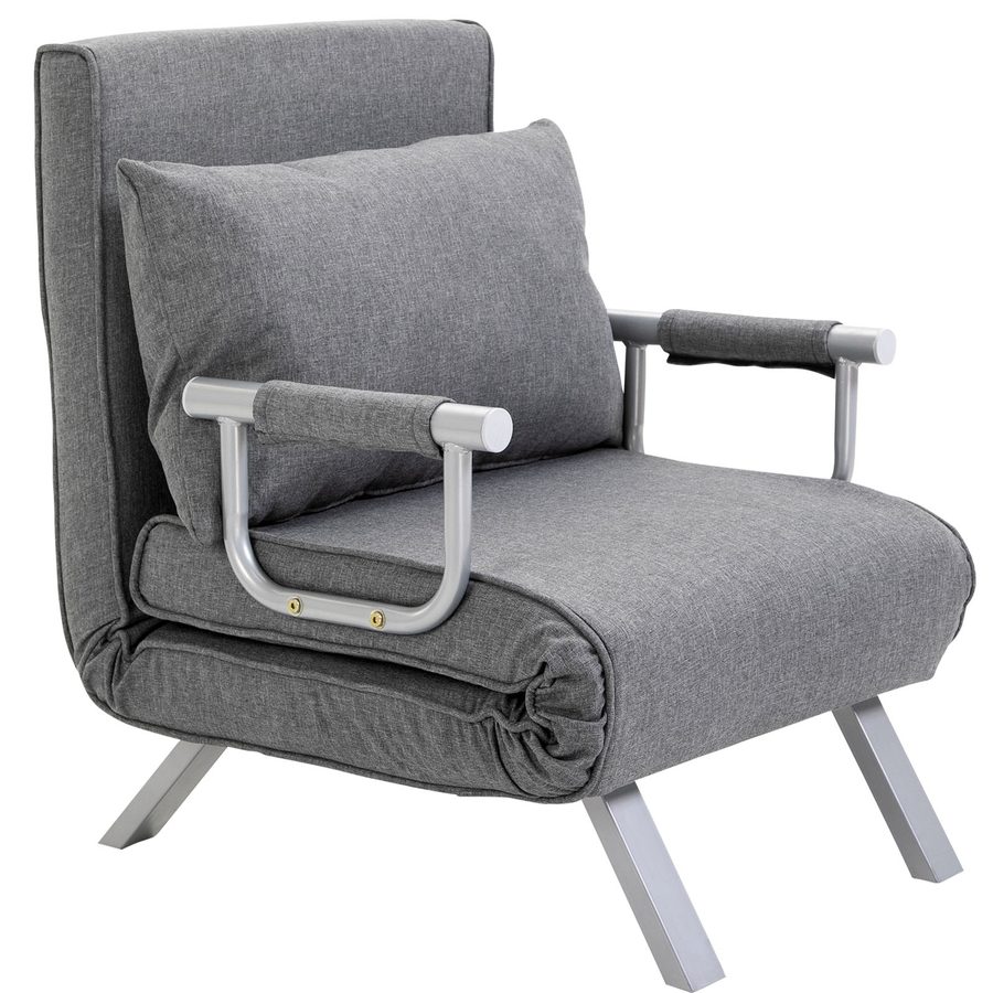HOMCOM Schlafsofa Schlafcouch mit Verstellbarer Rückenlehne, Wurfkissen, Sofa mit Schlaffunktion, Leinenoptik, Armlehne, Couch für Wohnzimmer, Schlafzimmer, Grau   Aosom von HOMCOM