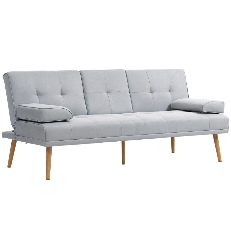 HOMCOM Schlafsofa  Bequeme Schlafcouch, 3 Sitzer, Sofabett, Leinen, Hellgrau, 181x77x72cm  Aosom von HOMCOM