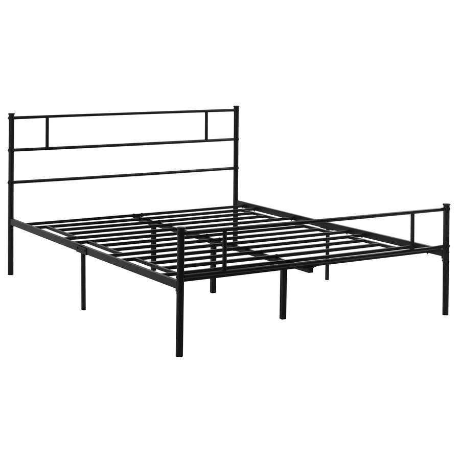 HOMCOM Doppelbettgestell 165x211x100cm aus Stahl, Integrierte Lattenrost, Kopf- und Fußteil im Industriestil, Schwarz   Aosom von HOMCOM