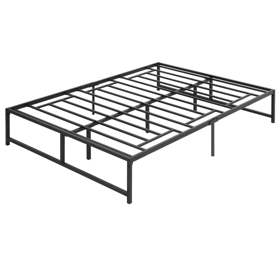 HOMCOM Bettgestell 140 x 190 cm, Doppelbett für 2 Personen aus Stahl, Höhe 31 cm mit Stauraum, Lattenrost, leicht montierbar, schwarz   Aosom von HOMCOM