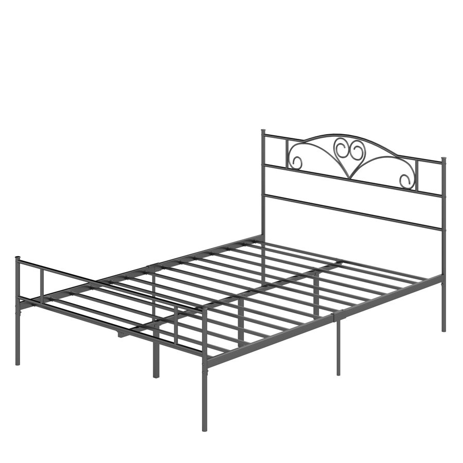 HOMCOM Bett 140 x 200 cm Stahl mit Lattenrost Bettrahmen mit Unterbettaufbewahrung, Kopf- und Fußteil, Doppelbett, Bettgestell, 31 cm hoch, Einfache Montage Schwarz   Aosom von HOMCOM