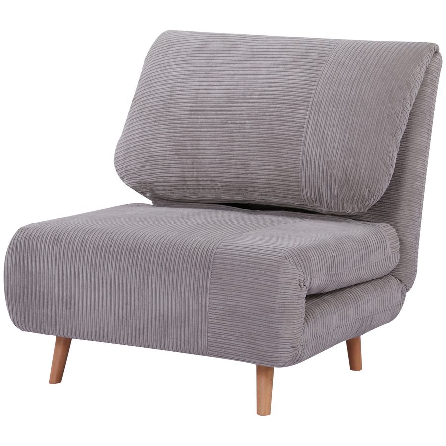 HOMCOM 2-in-1 Schlafsofa, Schlafsessel, verstellbar Klappmatratze, Gästebett, Klappbett, Cord-Optik für Schlafzimmer, Wohnzimmer, Hellgrau  Aosom von HOMCOM