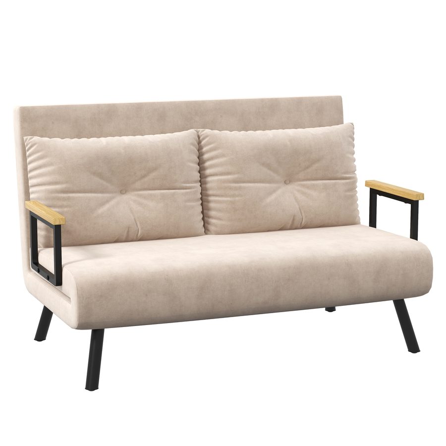 HOMCOM Schlafsofa, Relaxsessel mit Bettfunktion, Klappsofa, Rückenkissen, Polstersofa mit verstellbarer Rückenlehne, Beige, 102 x 73 x 81 cm  Aosom von HOMCOM
