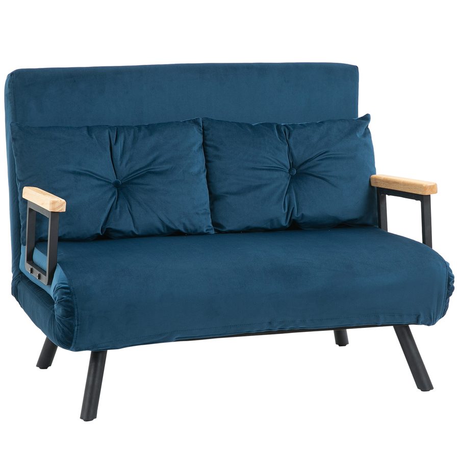 HOMCOM Schlafsofa Relaxsessel mit Bettfunktion, Klappsofa aus Samt, verstellbare Rückenlehne, Blau 102x73x81cm, ideal für Gästezimmer   Aosom.de von HOMCOM